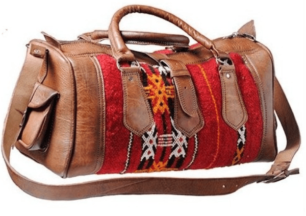 Reisetasche aus Leder und Kelim Trolley Reisetasche Ledertasche Damen Herren Unisex