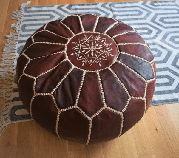 Marokkanischer Leder Pouf, Sitzkissen, Yogakissen, Hocker handgefertigt