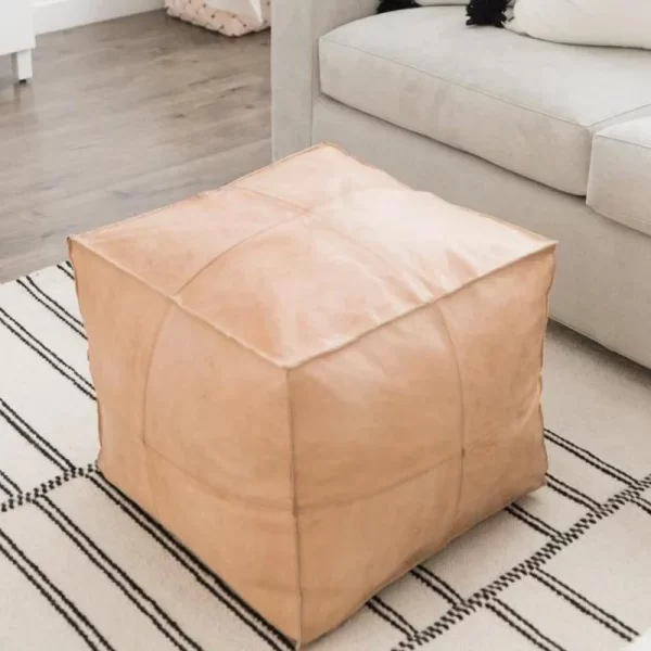 elegante marokkanische Pouf aus Leder