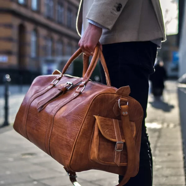 Echtleder Weekender Trolley Reisetasche Ledertasche Damen/Herren Unisex Braun Leder