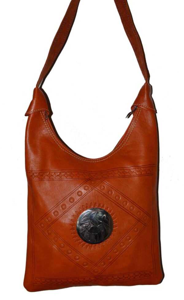 Schöne große Tribal-Leder-Tasche im Bohème-Look schönes Design auf herausragende Weise