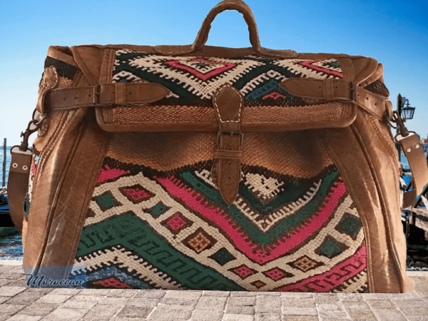 Echtleder Vintage Kilim Reisetasche, Boho Style