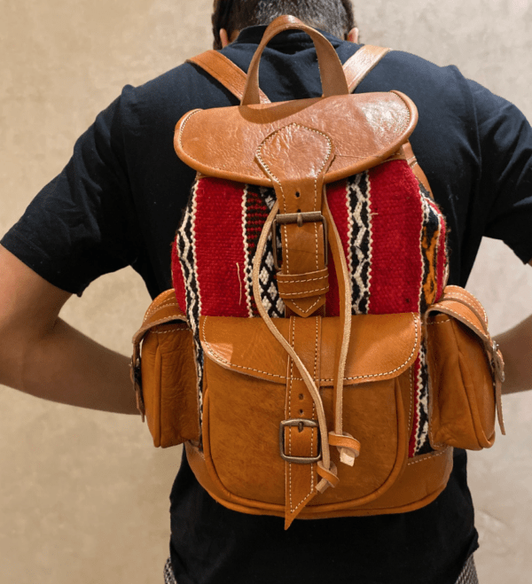 Wunderschöner Boho Leder Kilim Rucksack