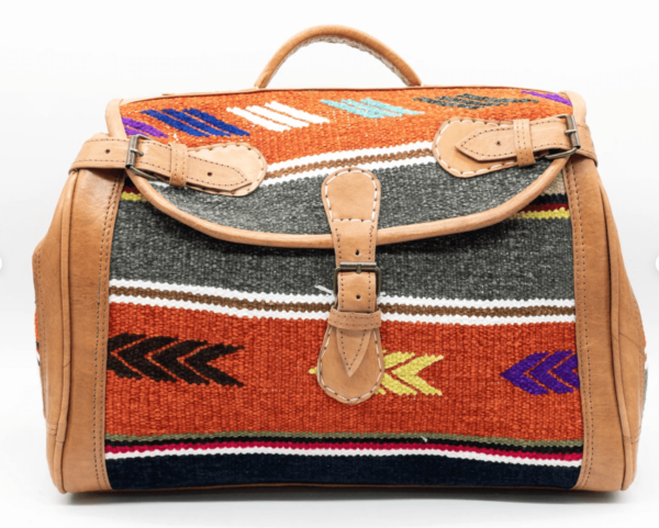 Hochwertige Handgefertigte Reisetasche Aus 100 % Echtem Leder und Kilim
