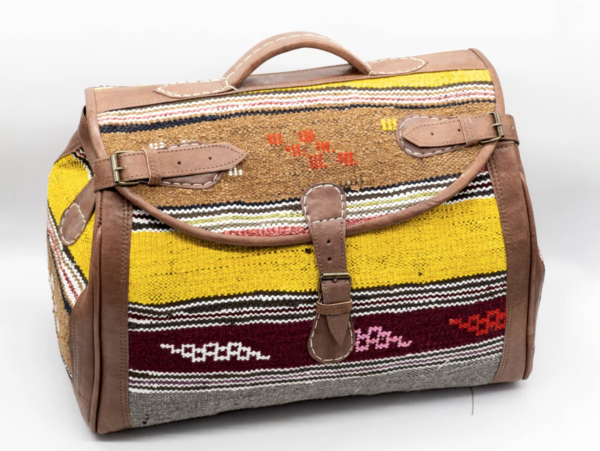 Hochwertige Handgefertigte Kilim Reisetasche aus 100 % echtem Leder