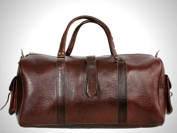 Schöne und stylisch Leder Reisetasche in Braun & Schwarz