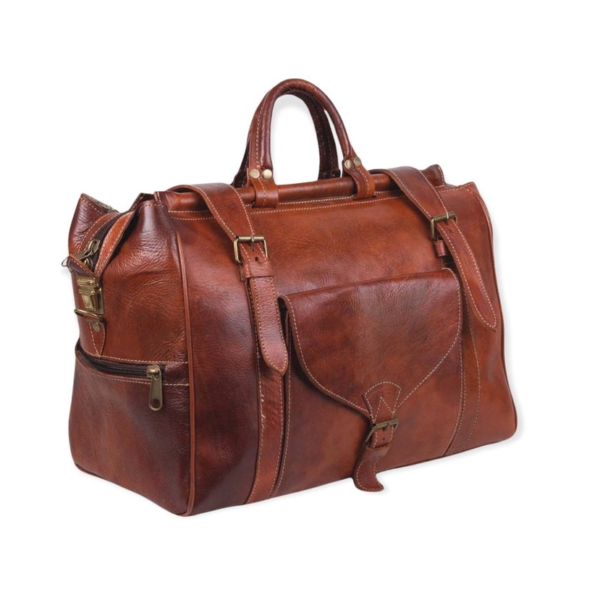 Schöne und stylisch Leder Reisetasche in Braun