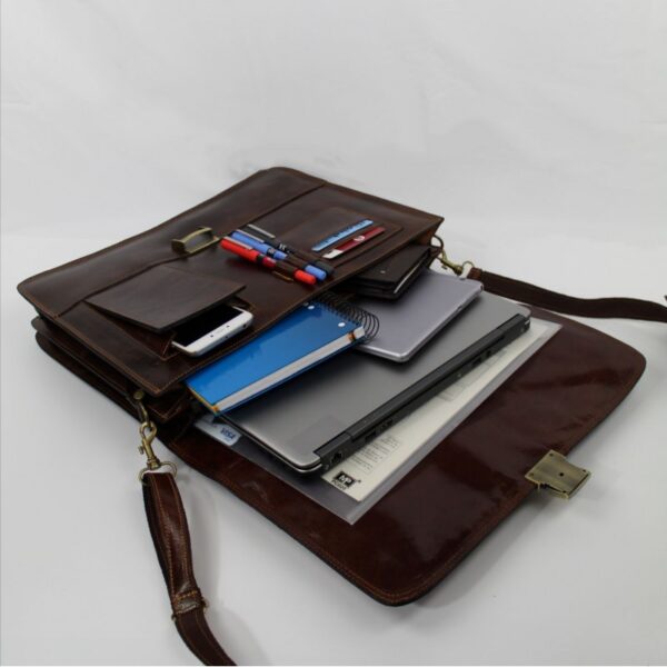 Echtes Leder Herren Damen Aktentasche Laptoptasche Büro Umhängetasche