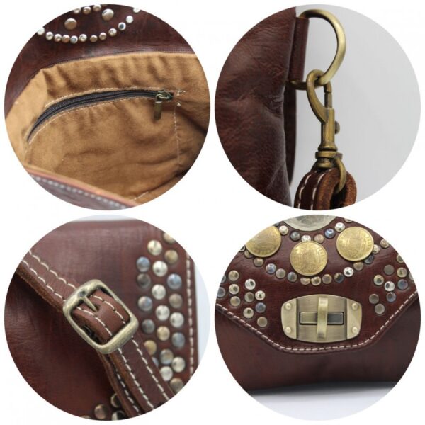 BOHO LEDER TASCHE, Vintage Leder Geldbörse Stein, Hippie Umhängetasche Damen, Echtleder Umhängetasche, Marokkanische Berber, Festival bag