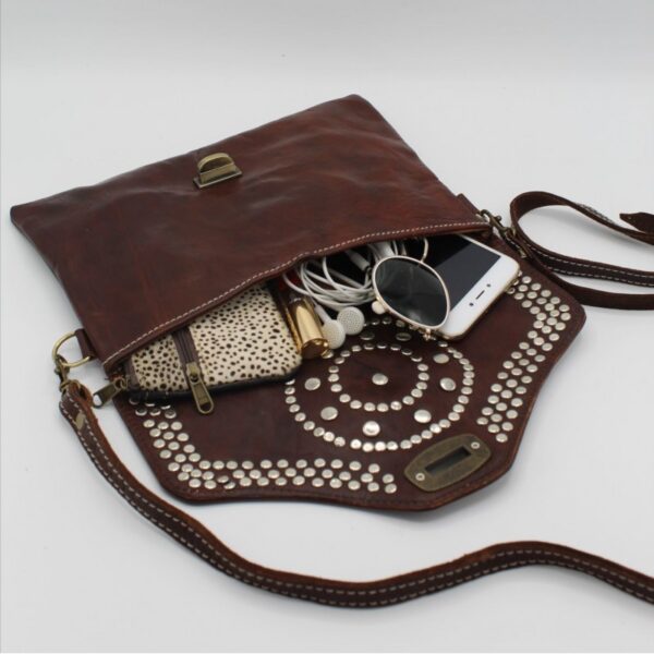 BOHO LEDER TASCHE, Vintage Leder Geldbörse Stein, Hippie Umhängetasche Damen, Echtleder Umhängetasche, Marokkanische Berber, Festival bag
