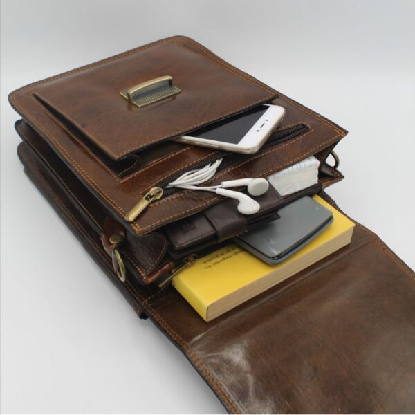Echtes Leder Herren Damen Aktentasche Laptoptasche Büro Umhängetasche